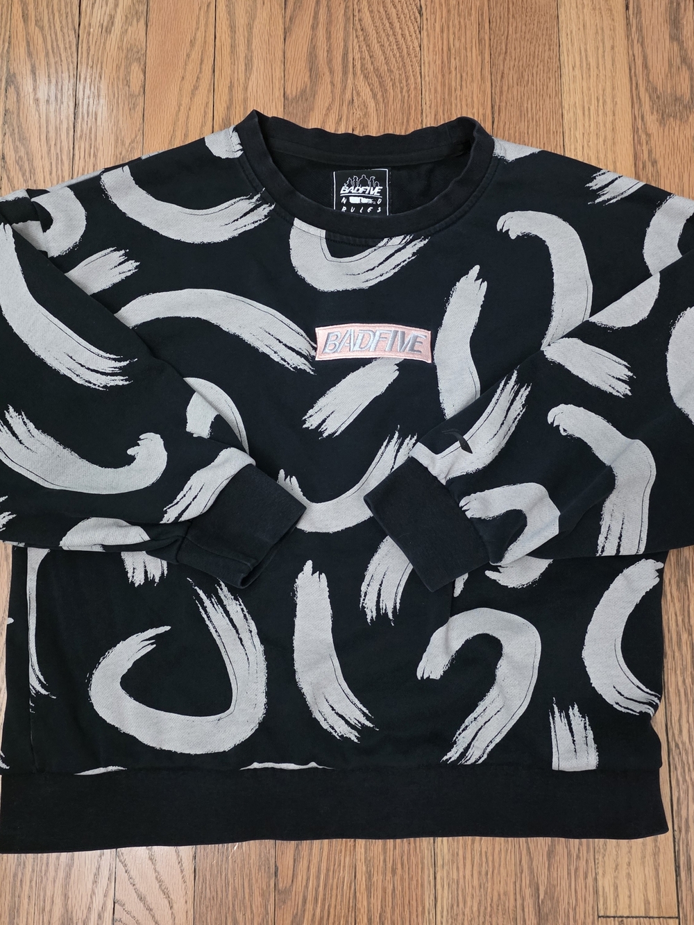 Li-Ning BADFIVE Abstract Brushstroke Boxy Cropped Sweatshirt - Womens L